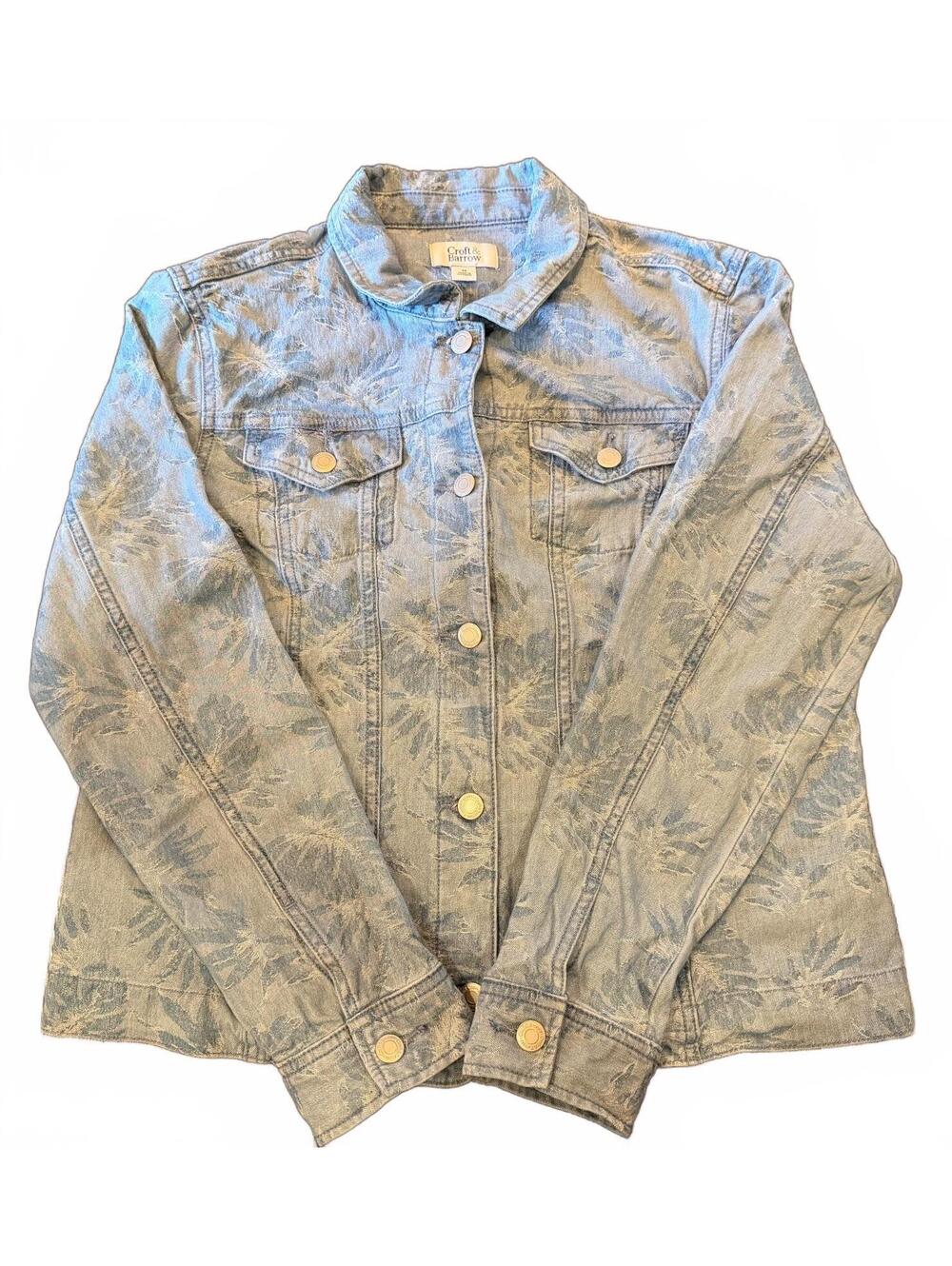 Croft & Barrow Light Denim Jacket with Leaf Print